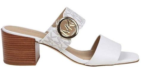 michael michael kors summer logo coated leather sandals|Michael Kors low heel sandals.